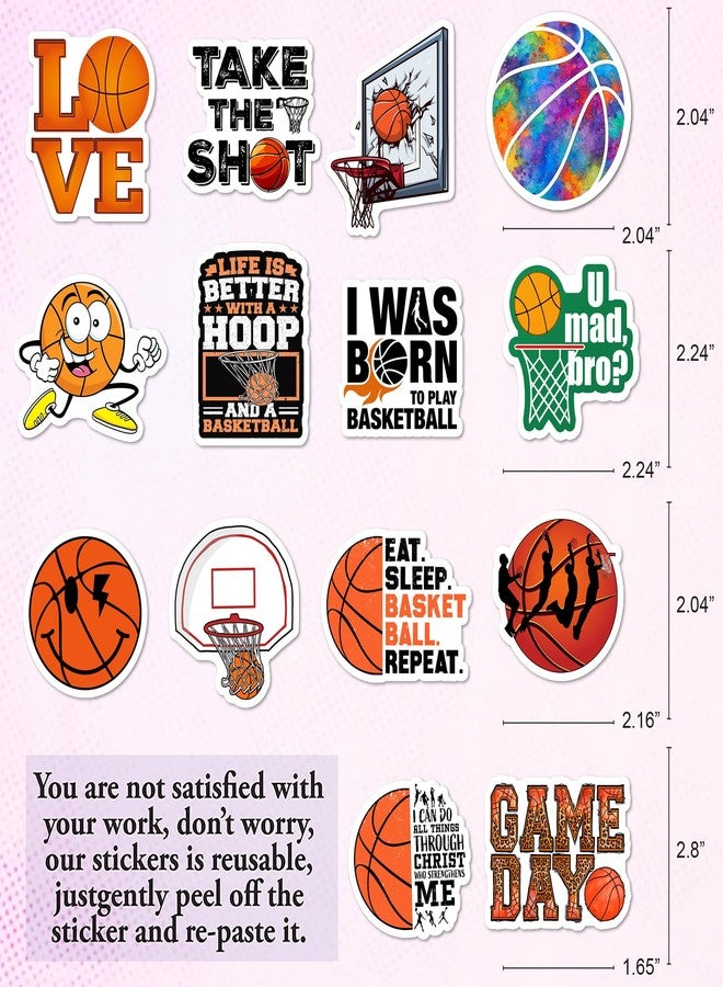 BEATRI Basketball Stickers for Boys - 50Pcs, Cool Basketball Sports Decor & Party Favors for Laptop, Water Bottle, Skateboard & Travel Gear | Non-Repeating Decals, High-Definition Print - Image 2